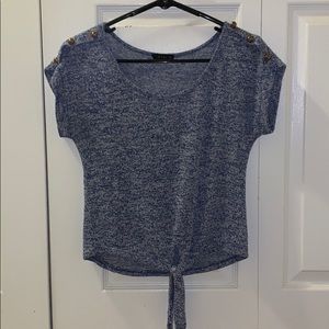 Blue/Purple Tie Crop Top w/ Gold Detailling